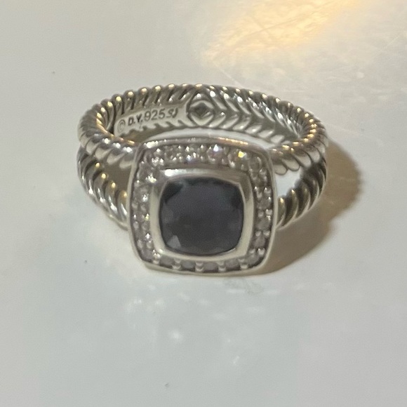 Petite Albion® Ring with Black Onyx and Pavé Diamonds - Picture 2 of 5